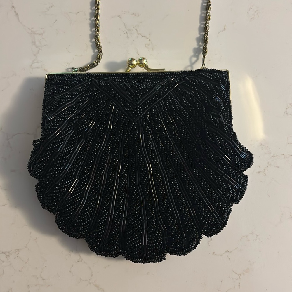 Vintage beaded seashell purse